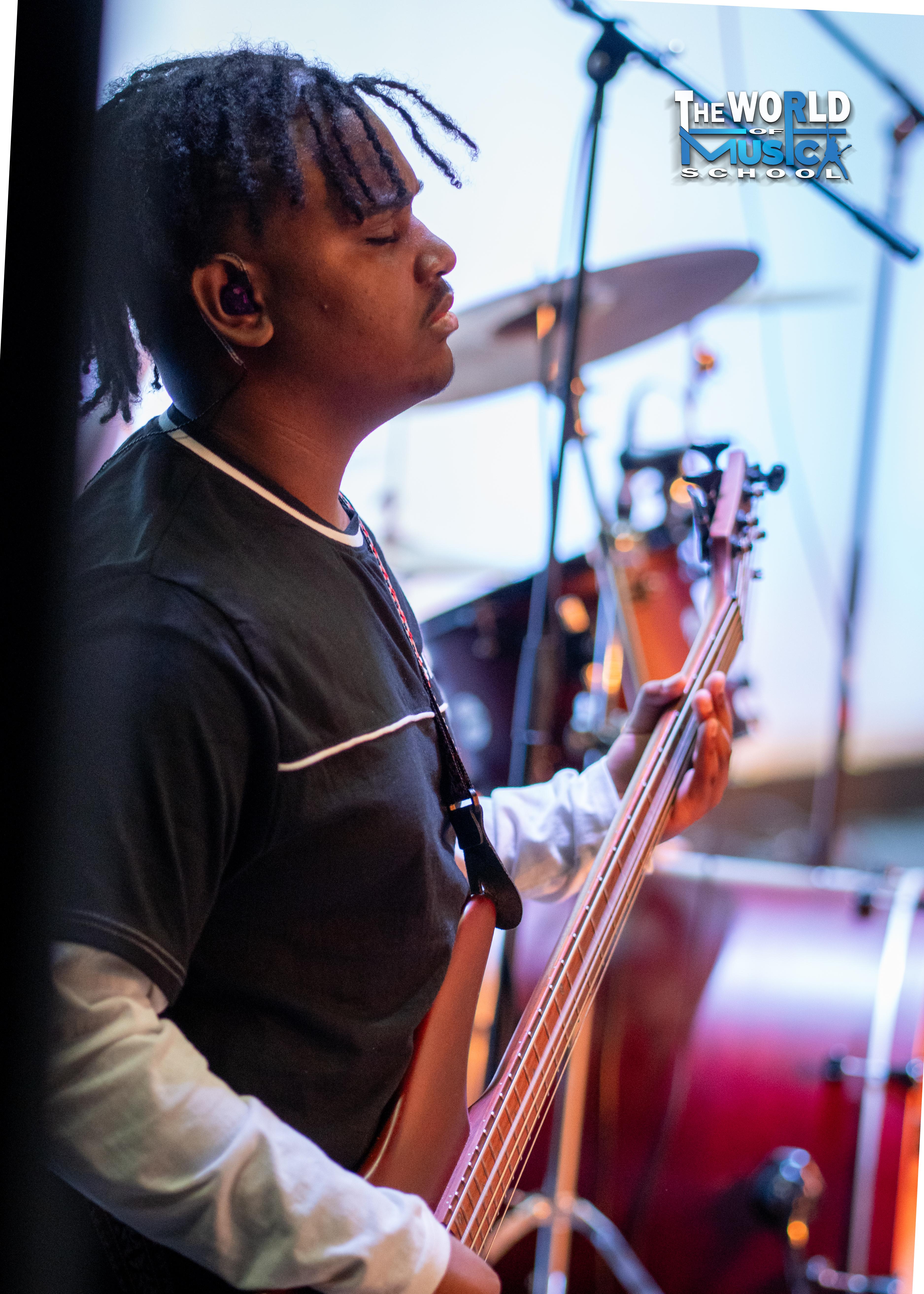 Bassist performing on stage