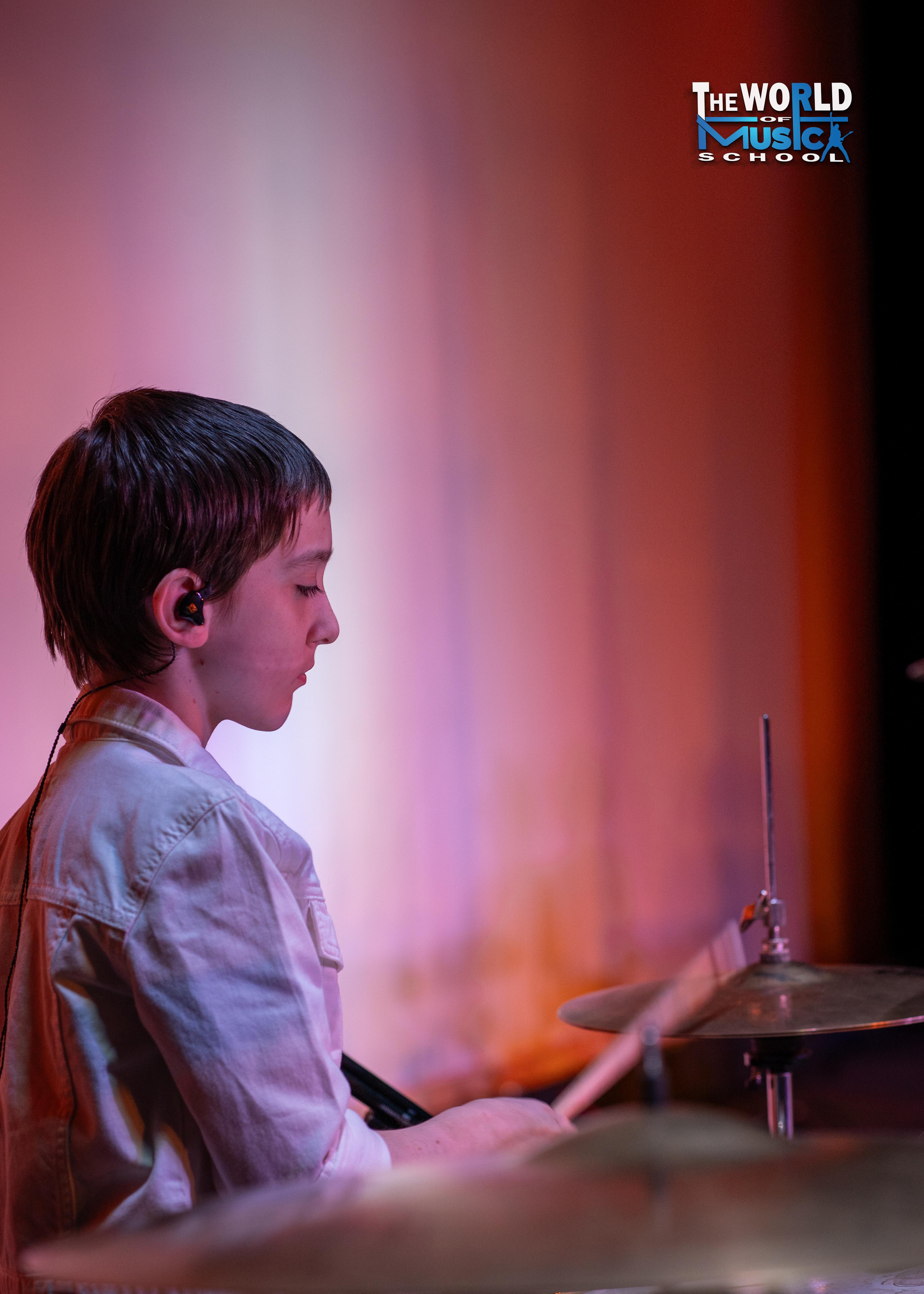 Drummer performing on stage